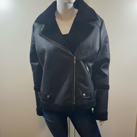 Sam Edelman Faux Shearling Lined Moto Jacket - Picture 5 of 12